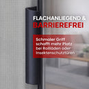 Balkontürgriff Aluminium, verdeckte Verschraubung, inkl. Schrauben, 50 mm Lochabstand, flachanliegend, für eckige & runde Profile, witterungsbeständig, verschiedene Farben