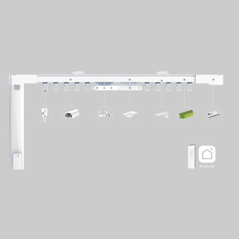 Vorhangsystem | WiFi-Motor + Handfunksender + 1-läufige Gardinenschiene