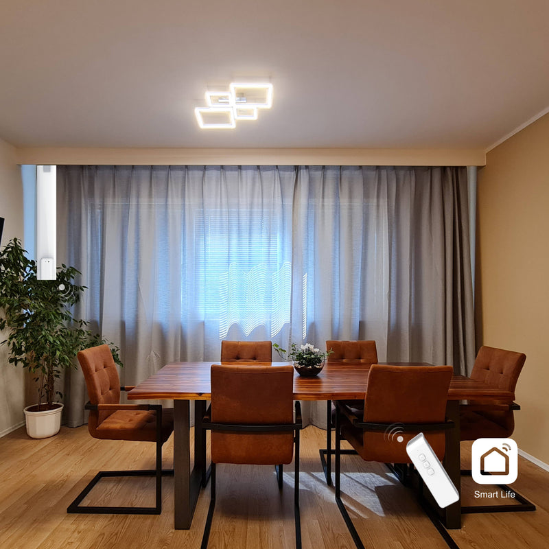 Vorhangsystem | WiFi-Motor + Handfunksender + 1-läufige Gardinenschiene