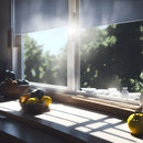 Elektrische Fensterrollo mit Funk-Akkumotor 12V + Sender | Montage ohne Bohren | bis 1,4m Breite & 2,5m Länge