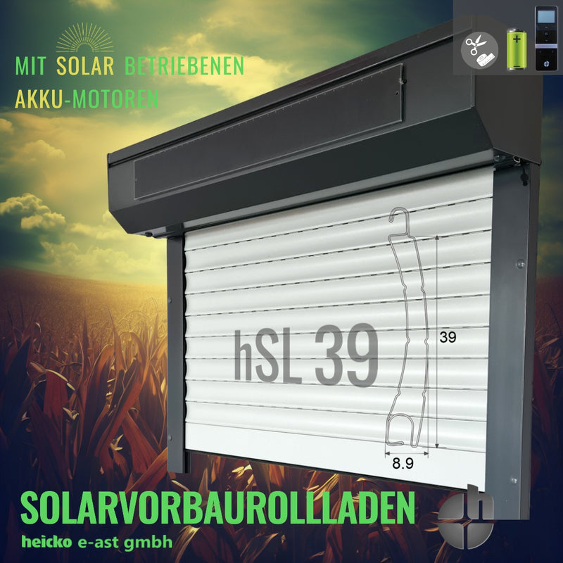 Solarvorbaurollladen 45° mit 39mm MINI Lamellen und Motor
