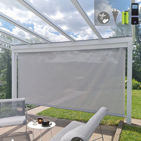 vertikal markise mit führungsschienen Elektrische MAXI-Vertikalmarkise mit Funkmotor 230V oder 12V